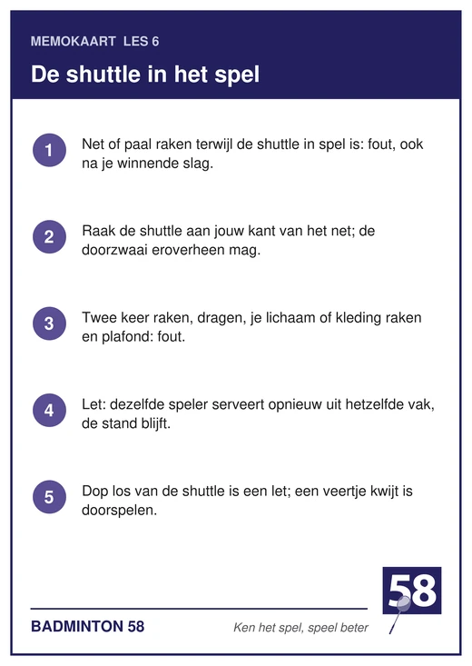Memokaart van les 6